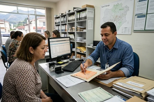 Despachante explicando processo de regularização de veículo em Nova Friburgo.